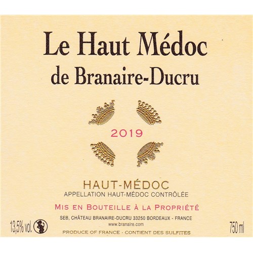 Haut-Médoc de Branaire Ducru - Haut-Médoc 2019