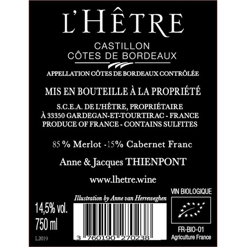 Hêtre (BIO-ORGANIC) - Castillon-Côtes de Bordeaux 2019
