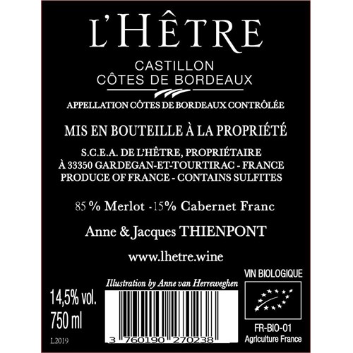 Hêtre (BIO-ORGANIC) - Castillon-Côtes de Bordeaux 2019