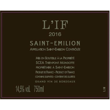 L'If - Saint-Emilion Grand Cru 2016