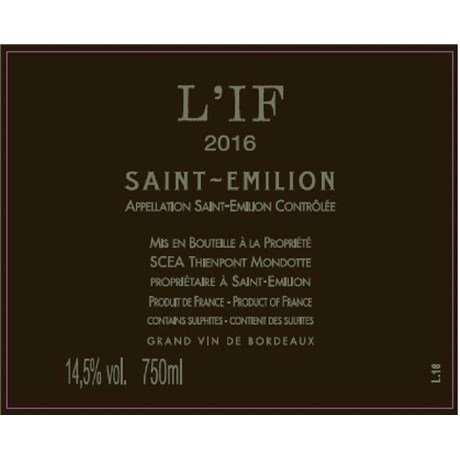 L'If - Saint-Emilion Grand Cru 2016 6b11bd6ba9341f0271941e7df664d056 