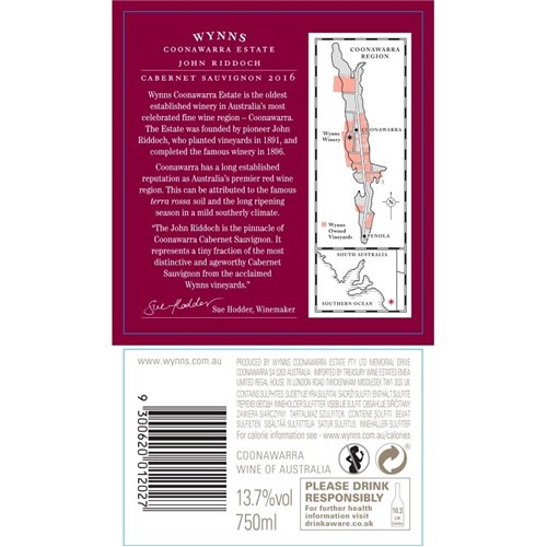 John Riddoch Cabernet Sauvignon - Wynns - Coonawarra 2016 4df5d4d9d819b397555d03cedf085f48 