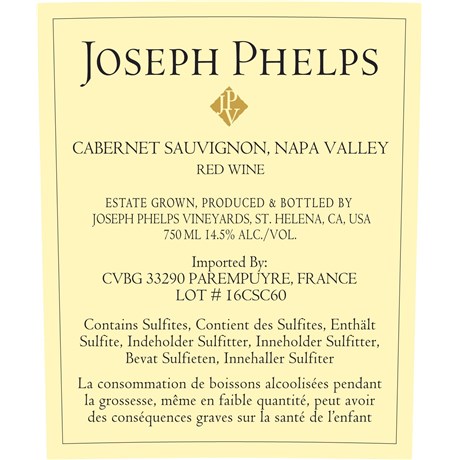 Joseph Phelps - Cabernet Sauvignon - Napa Valley 2016 6b11bd6ba9341f0271941e7df664d056 