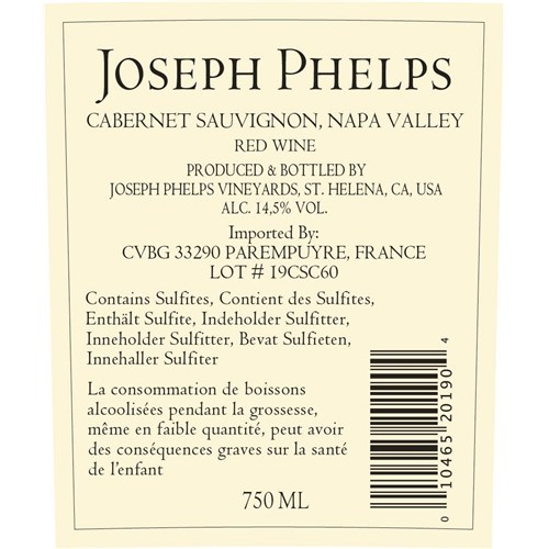 Joseph Phelps - Cabernet Sauvignon - Napa Valley 2019
