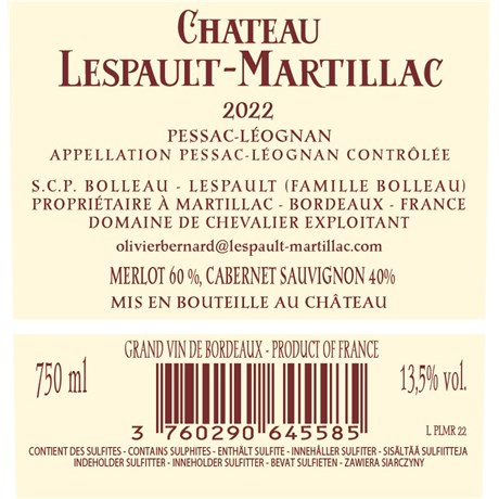 Lespault-Martillac Rouge - Pessac-Léognan 2022