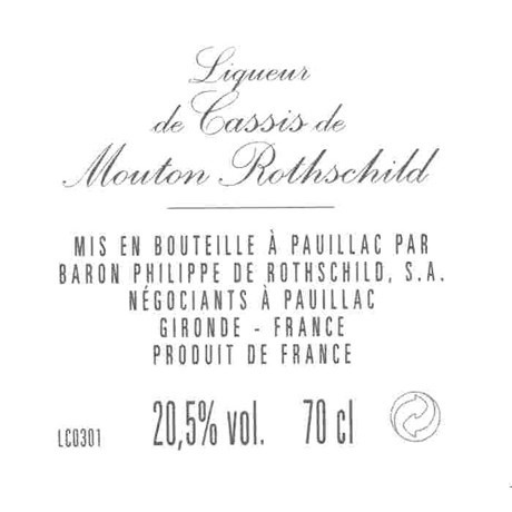 Liqueur de cassis - Mouton Rothschild - Eau de vie