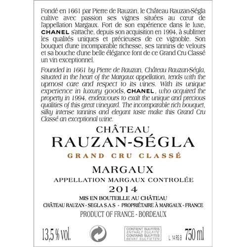 Magnum Château Rauzan Ségla 2014 - Margaux 4df5d4d9d819b397555d03cedf085f48 