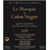 Le Marquis de Calon Ségur - Château Calon Ségur - Saint-Estèphe 2018