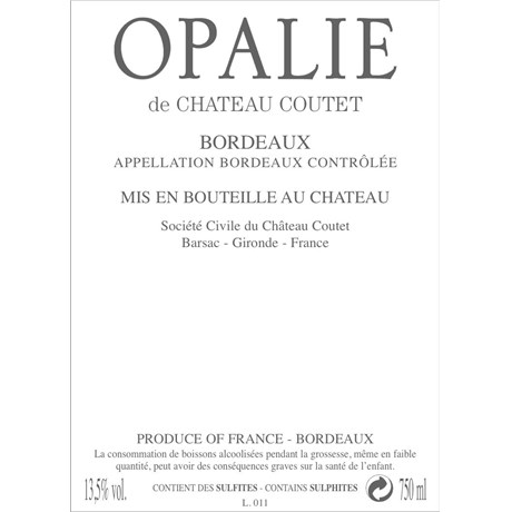 Opalie de Château Coutet - Bordeaux 2019