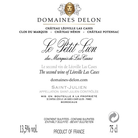 Le Petit Lion 2015 - Château Léoville Las Cases - Saint-Julien