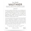 Le Petit Vauthier - Saint-Emilion Grand Cru 2015