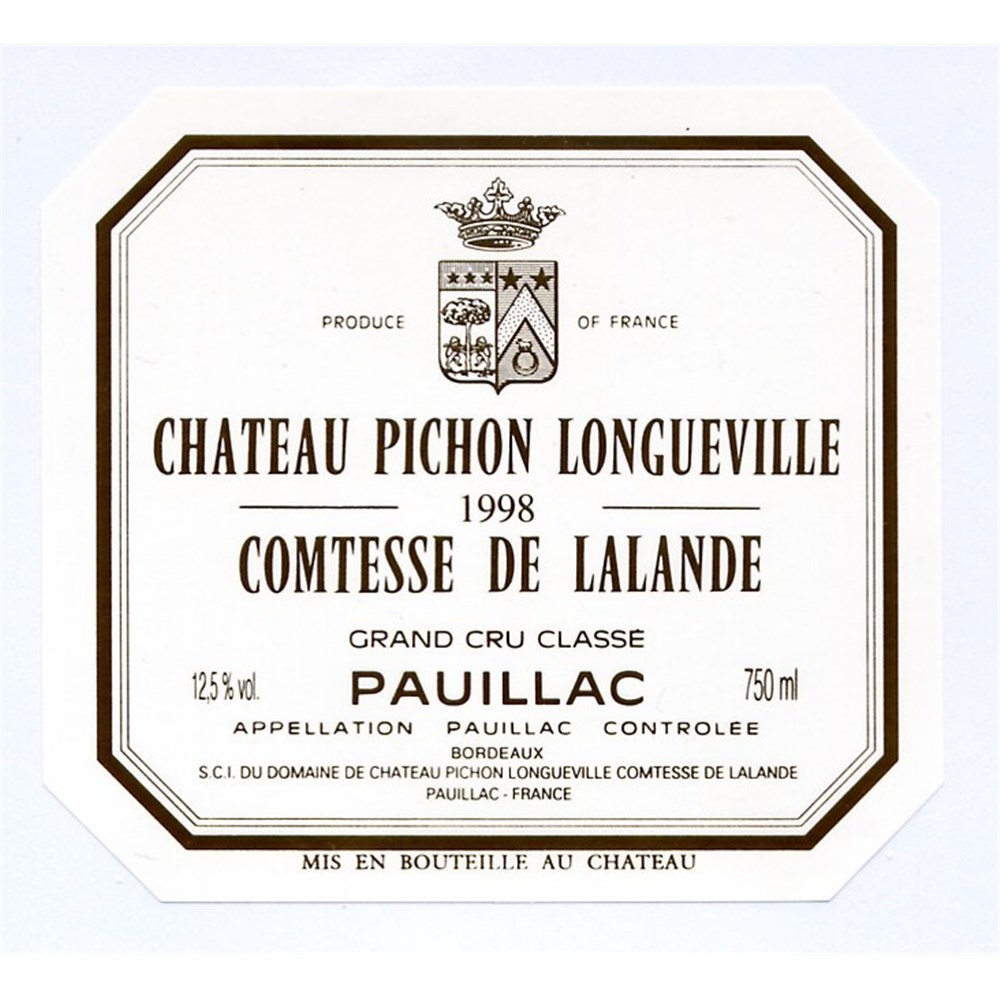 Pichon Pichon Comtesse de Lalande - Pauillac 1998