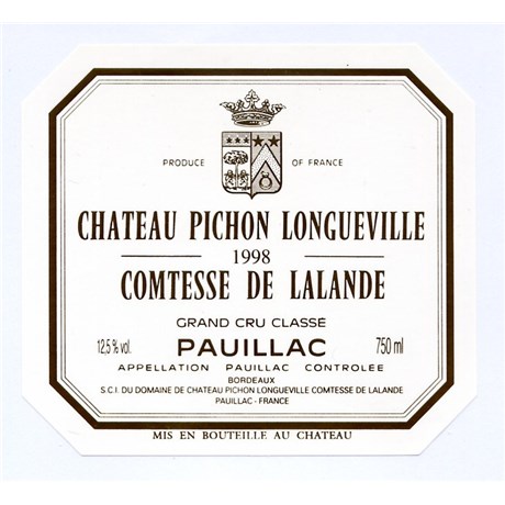 Pichon Comtesse de Lalande - Pauillac 1998