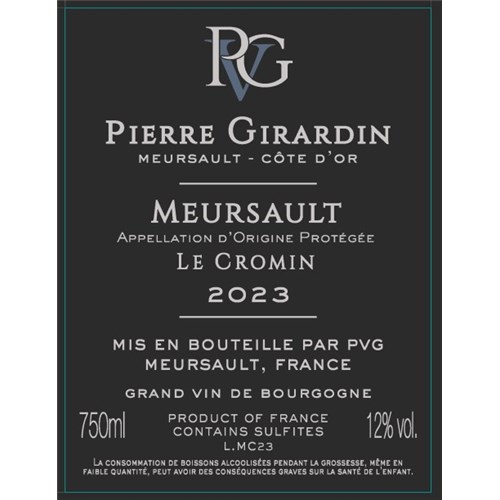 Pierre Vincent Girardin - Le Cromin Meursault - Meursault 2023