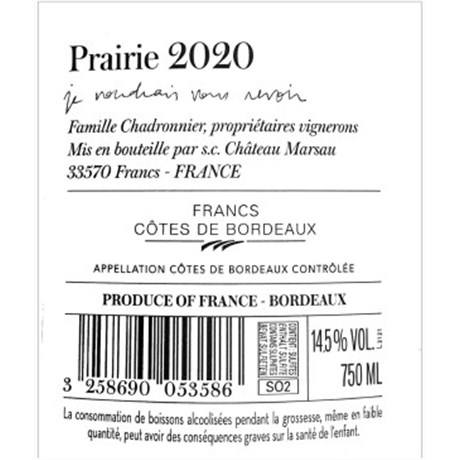 Prairie - Francs-Côtes de Bordeaux 2020