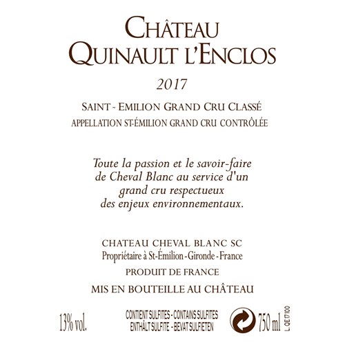 Quinault L'Enclos - Saint-Emilion Grand Cru 2017