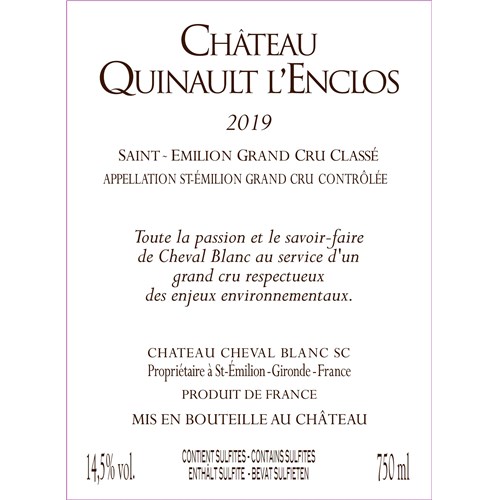 Quinault L'Enclos - Saint-Emilion Grand Cru 2019