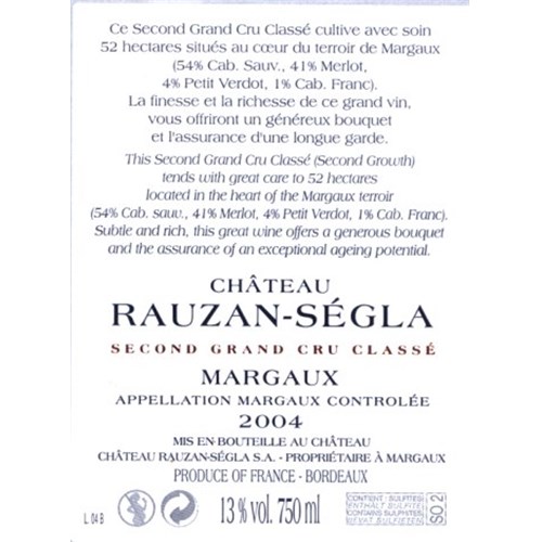 Rauzan Ségla - Margaux 2004