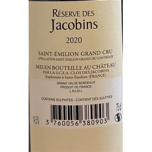 Reserve Des Jacobins - Saint-Emilion Grand Cru 2020