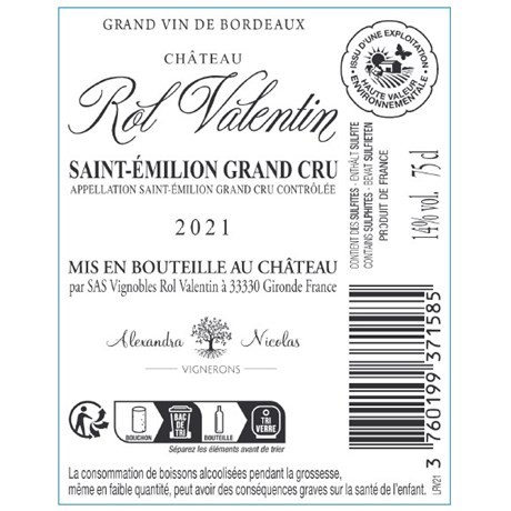 Rol Valentin - Saint-Emilion Grand Cru 2021