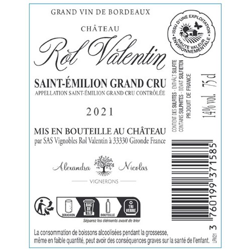 Rol Valentin - Saint-Emilion Grand Cru 2021