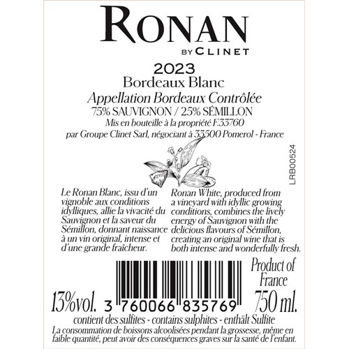 Ronan By Clinet Blanc - Bordeaux 2023