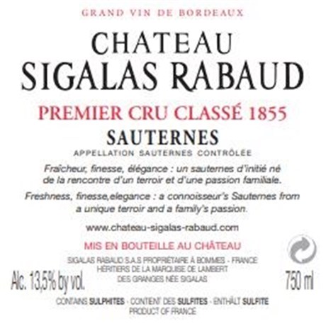 Sigalas Rabaud - Sauternes 2018