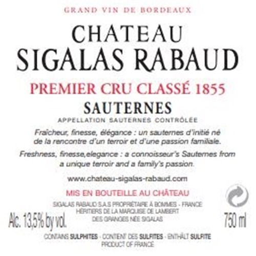 Sigalas Rabaud - Sauternes 2018