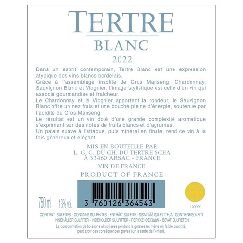 Du Tertre Blanc - Vin de France 2022