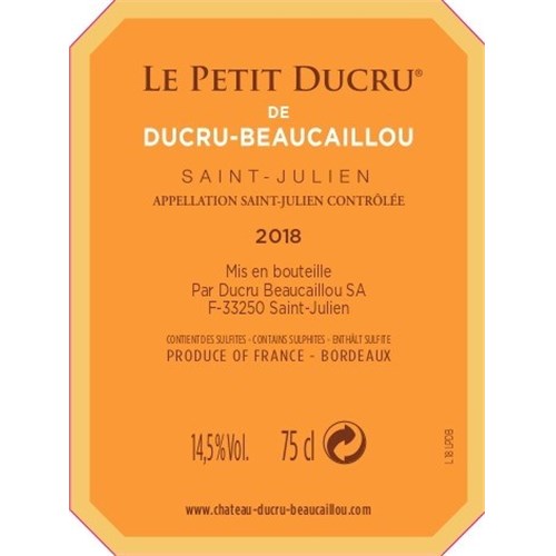 The Little Ducru - Château Ducru Beaucaillou - Saint-Julien 2018 4df5d4d9d819b397555d03cedf085f48 