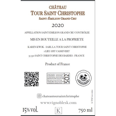 Tour Saint-Christophe - Saint-Emilion Grand Cru 2020