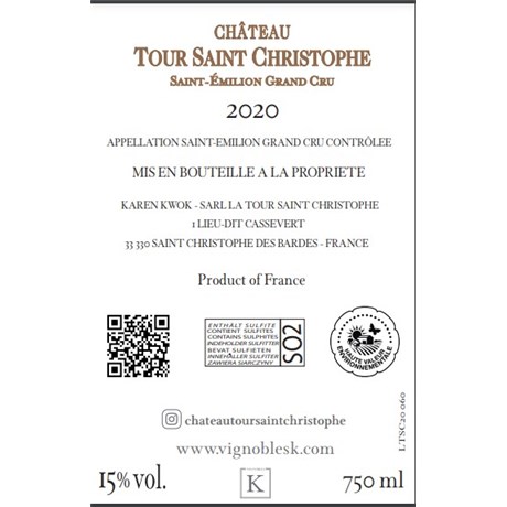 Tour Saint-Christophe - Saint-Emilion Grand Cru 2020