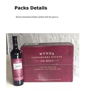 Wynns - John Riddoch Cabernet Sauvignon  - Coonawarra  2016