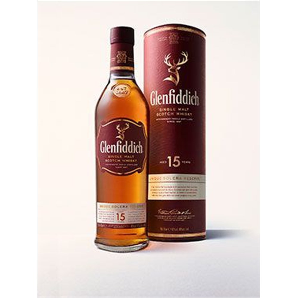 Whisky Glenfiddich 15 ans d'âge - Unique Solera Reserve - 40° 70 cl