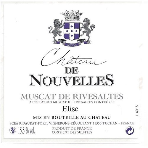 Muscat de Rivesaltes - Elise - Château de Nouvelles - 2017