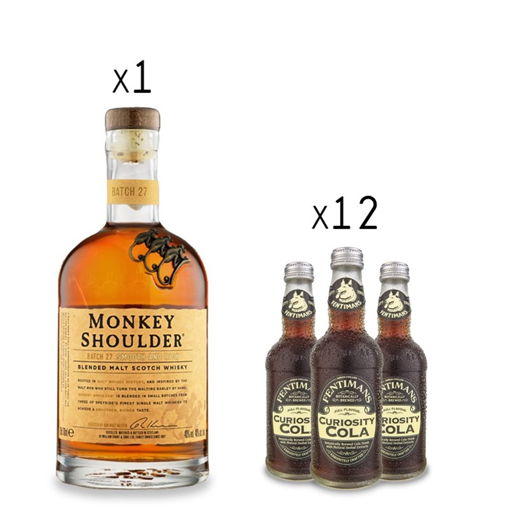 Bouteille vide de scotch whisky Monkey Shoulder